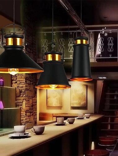  Lampe de style industriel rétro en métal avec abat-jour en fer forgé adapté au bar, lampe de plafond encastrée à tête unique, 85-265 V