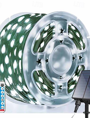  Elegante cadena de luces LED solares de 30 m y 300 led para recepción de bodas, alambre de cuero resistente al agua para decoración de jardines al aire libre