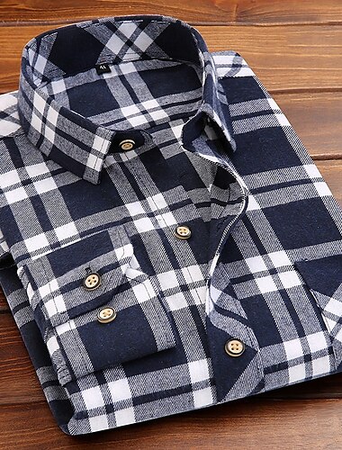  Herren Hemd Flanelljacke Flanell Hemden Overshirt Plaid Weihnachten Outdoor Weiß Rote Dunkelmarine Grün Langarm Winter Frühling & Herbst Bekleidung