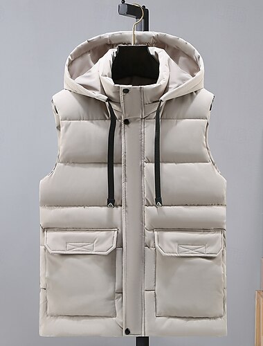  Homme Gilet matelassé Gilet à capuche Rembourré Gilet du quotidien Rendez-vous Vacances Mode Décontractées Automne hiver Capuche Polyester Chaud Confortable Couleur unie fermeture Éclair Mao Standard