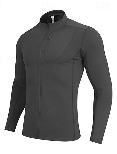  Herre Løbe-T-shirt Lynlås Langærmet Zip Top Afslappet atletiktøj Efterår Åndbart Hurtigtørrende Blød Gym Træning Løb Vandring Sportstøj Sportstøj Ensfarvet Sort Hvid Kakifarvet