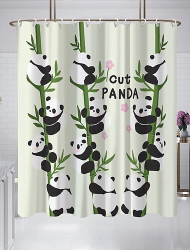  Duschvorhang mit Haken 180cm*180cm(70"*70") Polyester waschbar wasserdicht Muster Badezimmer Badewanne Dekor Bambus Panda