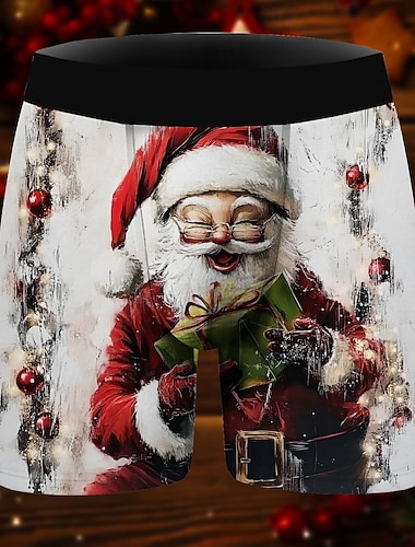  Kerstman Kerst pyjama Boxer shorts Ondergoed kerstcadeau Voor heren Grappig Kerstmis Patroon Volwassenen Kerstmis Nieuwjaar kerstavond Kerstmis Feest