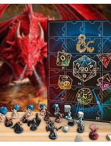  Dungeons  Dragons 2025 Ημερολόγιο Αδvent με 24 Τυχαίες Μίνι Φιγούρες Ρητίνης Μίνι Σουβενίρ και Στολίδια Επίσημα Αδειοδοτημένο Αντίστροφο Μέτρημα για Λάτρεις του D&D