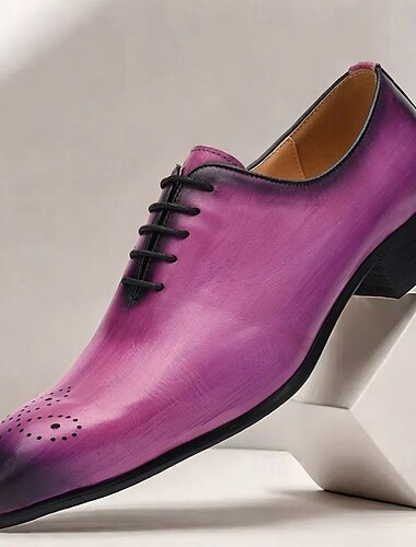  Lila Oxford-Schuhe für Herren mit Farbverlauf – formelle Schuhe aus hochwertigem Rindsleder für Business und besondere Anlässe