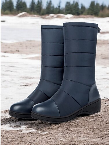  Damen Winterstiefel - schwarz, wasserdicht, mit Kunstfell gefüttert, warme Outdoor-Schuhe bis zur Wade für kaltes Wetter