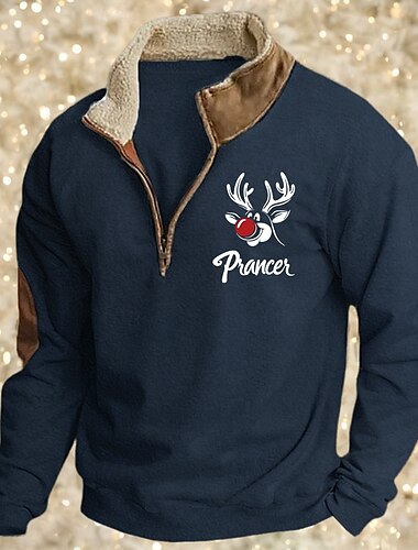  Per uomo Felpa Felpa con cerniera a un quarto Nero Blu marino Cachi Grigio chiaro mezza cerniera Liscio Natale Sportivo Giornaliero Natale Streetwear Fantastico Inverno Primavera & Autunno