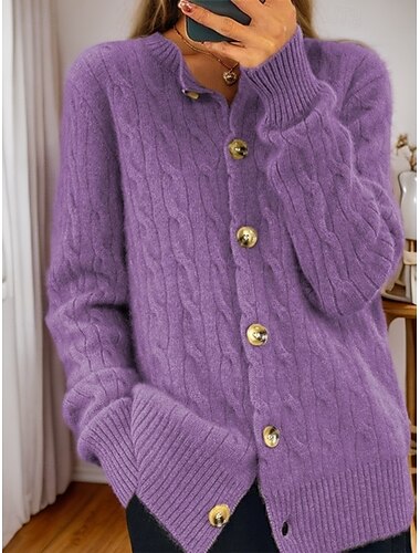  dames valentijn roze trui vest trui jas ronde hals kabel gebreid knoop gebreid lente herfst dagelijks vintage dagelijks zacht lange mouw pure kleur wit roze