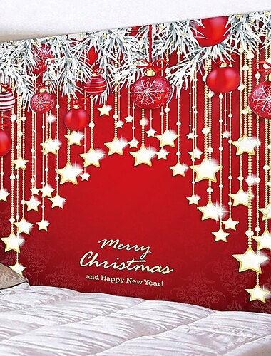 クリスマスの飾り サンタクロース 壁掛けタペストリー クリスマス写真 背景 アート 装飾 吊り下げ 自宅 寝室 リビングルーム 寮 装飾 メリースターボール 新年おめでとう