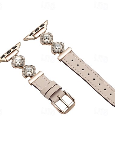  Lederband Kompatibel mit Apple Watch Armband 38mm 40mm 41mm 42mm 44mm 45mm 49mm Damen Bling-Diamant Verstellbar Legierung Leder Ersatzarmband für iwatch Ultra 2 Series 9 8 7 SE 6 5 4 3 2 1