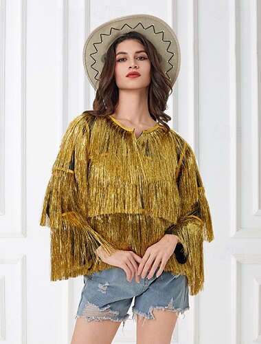  Retrò Vintage Anni '70 Disco Cappotto Hippie Disco Frangia con nappe Per donna Mascherata Festa / Sera Parata dell'Orgoglio Mese dell'orgoglio Adulti Cappotto