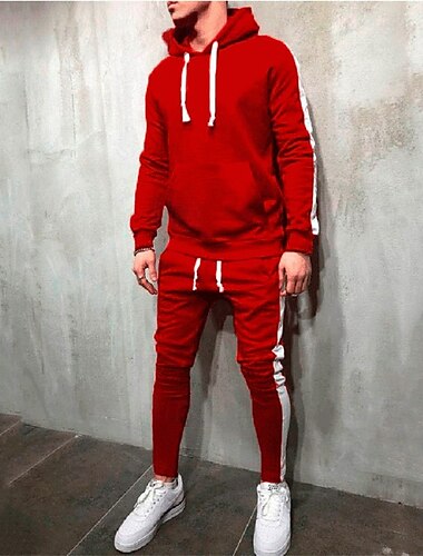  Homme Ensemble Survetement Tenue de jogging 2 Pièces Casual Automne manche longue Respirable Doux Aptitude Exercice Physique Fonctionnement Tenue de sport Tenues de Sport Bloc de couleur Gris fonc