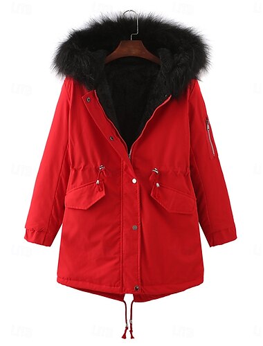  Damen Fleecejacke Teddy-Mantel Hoodie Jacke warm halten Atmungsaktiv Zip Tasche Innenfutter aus Fleece Brautkleider schlicht Glatt Urlaub Strasse Freizeitskleidung Ausgehen Reisverschluss Standard