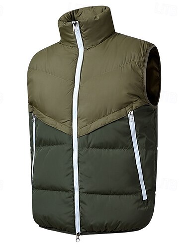  Ανδρικά Veste de Drumeție Καπιτονέ Puffer Vest Γιλέκο φλις πεζοπορίας Αμάνικο Veste  Εξωτερική Διατηρείτε Ζεστό Φορητό Ελαφρύ Χειμώνας Κουρελού Τσέπη Πολυεστέρας Κουρελού Μαύρο Λευκό Πράσινο Χακί
