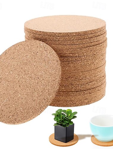  10/20 Stück Korkuntersetzer für Getränke, saugfähiges Tee- oder Kaffeeuntersetzer-Set, runde, hitzebeständige Baruntersetzer, wiederverwendbare Tischuntersetzer, Geschenke für Weinglas, Tasse, Becher,
