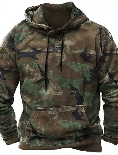  Hombre Color Camuflaje Estampados Sudadera Sudaderas Sudadera Con Capucha Manga Larga Sudadera con capucha Con Capucha Ropa de calle Impresión 3D Diario Deportes Verde Ejército Estampado Primavera