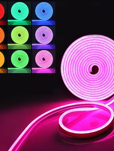  أنبوب ضوء نيون LED مقاوم للماء بطول 5 أمتار، شريط أضواء مرن بلون واحد للديكور الداخلي والخارجي، قابس 12 فولت من الاتحاد الأوروبي/المملكة المتحدة/الولايات المتحدة/أستراليا