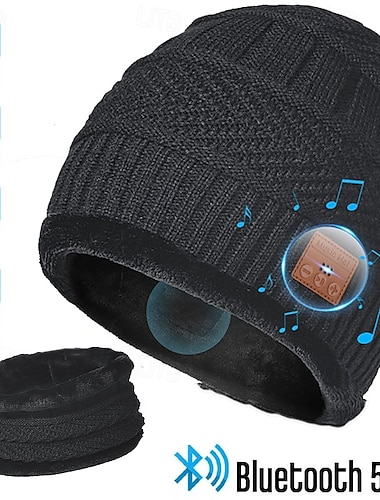  Беспроводная шапка с шарфом Bluetooth Перезаряжаемая вязаная шапка с беспроводным гарнитурой на голову Рождественский подарок для мужчин и женщин