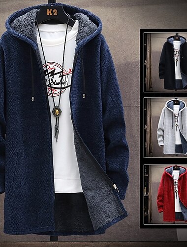  Herren Strickjacke Zip Pullover Reißverschluss Strickpullover Gerippt Stricken Tunika Patchwork Tasche Glatt Mit Kapuze Modisch Klassisch Freizeitskleidung Verabredung Bekleidung Herbst Winter