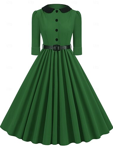  Rétro Vintage Années 1950 Hepburn Robe Ligne A Col rond Femmes Carnaval Nouvel An Mascarade Décontracté Quotidien Enterrement de Vie de Jeune Fille Adulte Robe