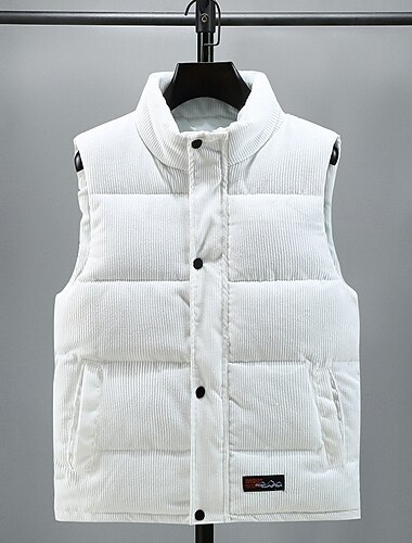  Per uomo Gilet imbottito Gilet in velluto a coste Gilet trapuntato Da tutti i giorni Da mare Per uscire Di tendenza Essenziale Primavera & Autunno Cerniera Velluto a coste Comodo Liscio Cerniera