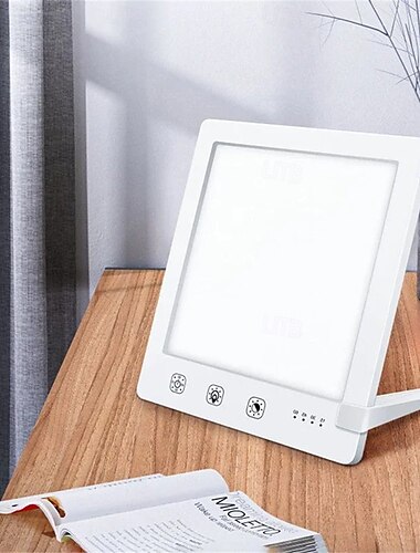  Lámpara de terapia de luz triste, 10000 lux, luz nocturna LED sin rayos ultravioleta, portátil, 3000-6500 K, control táctil, 3 modos, brillo ajustable, lámpara de terapia de luz