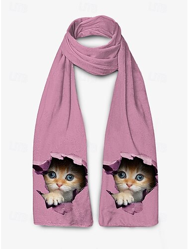  Mjuk blå kattscarf för kvinnor – bedårande peekaboo kattungedesign, mysig och söt accessoar för kattälskare