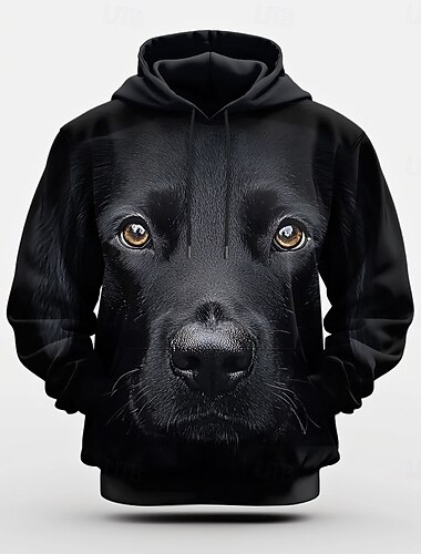 Homens Cachorro Moletom Moletons Moletom Manga Longa Moletom com capuz Com Capuz Moda Impressão 3D Esportes Férias Streetwear Preto Marron Imprimir Bolso frontal Primavera & Outono Designer
