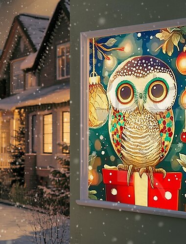  julevindusdekorasjoner, stofffarget glass snømanngardin filmplakat vindusdørdekseldekor til julehus, vindu klistrer dekaler innendørs utendørs