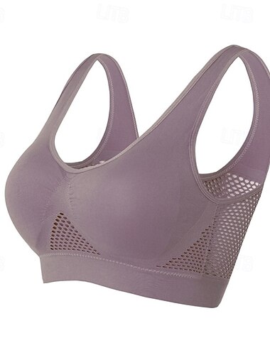  Damen BH-Oberteil Unterwäsche BH-Top Bequem Atmungsaktiv Stoßfest Herausnehmbare Polsterung Drahtlos Einfach Sport Sportkleidung Dunkelviolett Schwarz Yoga Fitness Leger