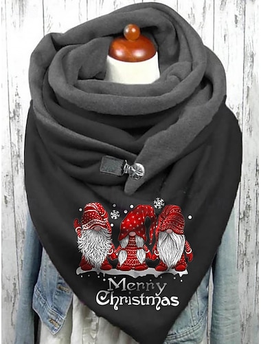 sciarpa da donna con gnomo di Natale allegro – scialle invernale caldo e accogliente con design festivo   sciarpa da donna con gnomo di Natale allegro – scialle invernale caldo e accogliente con design festivo