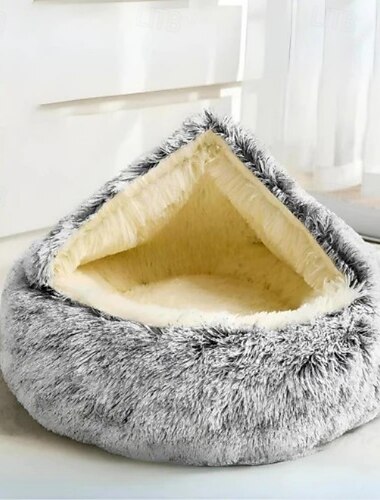  Cama relajante para perros en forma de donut &Cama para gatos, cama redonda lavable antiansiedad, cama mullida para acurrucarse con perros, acogedora cama acolchada para perros y gatos para cachorros