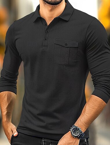 رجالي قميص بولو قميص الجولف فضفاض الرياضة Lapel كم طويل موضة أساسي سهل أزرار جيب ربيع & الصيف عادي أخضر جيشي أسود أبيض أحمر أزرق البحرية أخضر داكن قميص بولو   رجالي قميص بولو قميص الجولف فضفاض الرياضة Lapel كم طويل موضة أساسي سهل أزرار جيب ربيع & الصيف عادي أخضر جيشي أسود أبيض أحمر أزرق البحرية أخضر داكن قميص بولو
