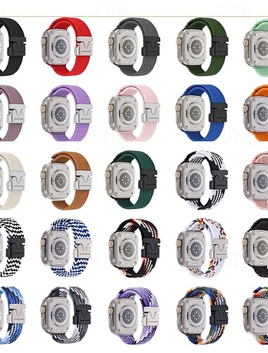  Pasek sportowy Kompatybilny z Pasek do zegarka Apple Watch 38mm 40mm 41mm 42mm 44mm 45mm 49mm Pleciony Regulowany Tkanina Wymienny pasek do zegarka na iwatch Ultra 2 Series 9 8 7 SE 6 5 4 3 2 1