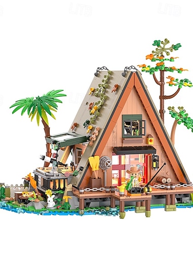  dřevěný srub stavebnice lesní srubový dům stavebnice hračka vánoční dárky pro dospělé chlapce dívky 12 let (1486 ks)