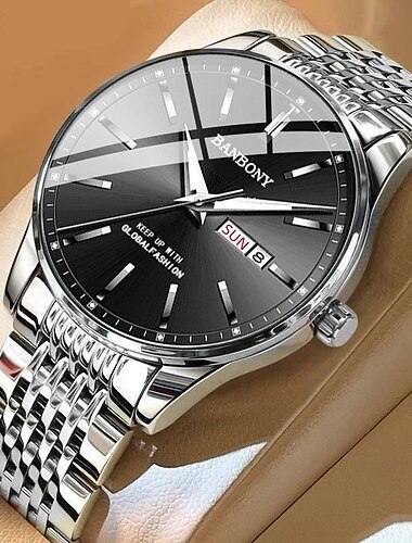  Nouvelle montre pour homme tendance mode en verre renforcé minéral étanche avec affichage calendrier de nuit dimanche montre élégante et stylée pour homme montre pour les affaires et les sports