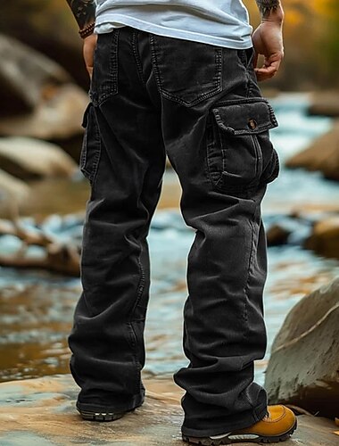  Herren Cargohose Cargohosen Cordhose Hose Hosen Schlabberhose Freizeithose Elastische Taille Multi Pocket Gerade geschnitten Glatt Komfort Weich In voller Länge Outdoor Casual Täglich Modisch