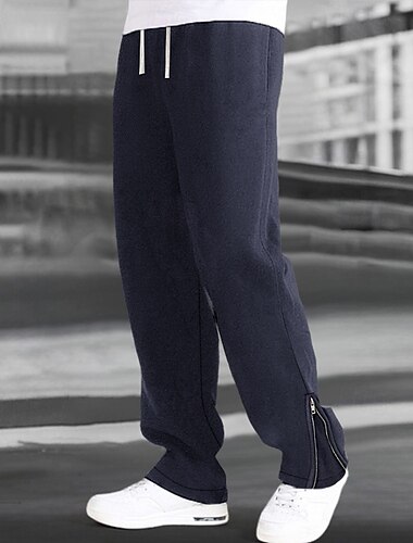  Per uomo Pantaloni della tuta Pareggiatore Pantaloni Pantaloni della tuta a gamba dritta Pantaloni della tuta svasati A cordoncino Vita elastica Gamba con zip Liscio Comfort Caldo Lunghezza intera