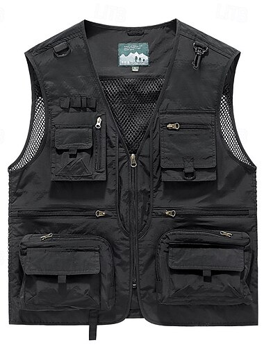  Herren Weste für Wanderer Wander-Fleeceweste Ärmellos Weste Außen Atmungsaktiv Komfortabel Tasche Polyester Schwarz Weiß Armeegrün Jagd Angeln Klettern