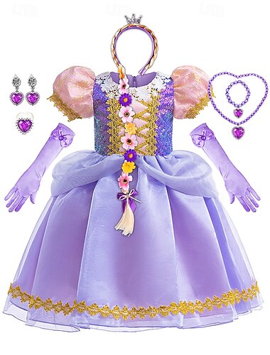  ラプンツェル 童話 プリンセス ソフィア フラワーガールドレス テーマパーティーコスチューム チュールドレス コスプレ 映画コスプレ for 女の子 子供用 マスカレード 結婚式 結婚式のゲスト