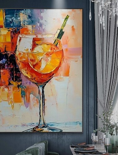  Handmade Abstract Gold Glass Still Life Paintings on Canvas Rich Textured Acrylic Still Life Oil Painting Modern Wall Art Hand Painted Artwork Fruit Painting for Living Room Wall Decor