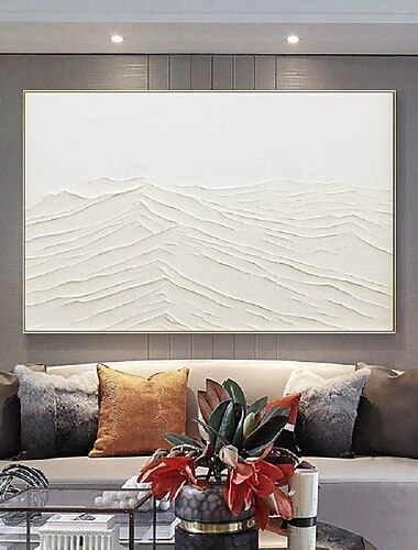  pictura în ulei de munte pictată manual abstract munte alb pictură în ulei de munte pictată manual peisaj de modă modernă lucrare de artă personalizată lucrată manual wabi-sabi minimalism decor
