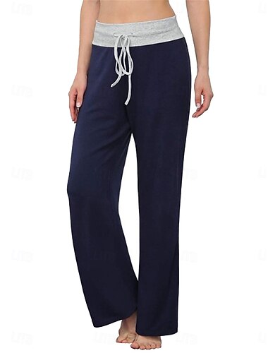  Women's Chinos Fashion Streetwear Full Length High Waist Plain Pocket Elastic Waistband Comfy Soft Comfortable Micro-elastic Outdoor Street Black Navy Blue Spring &  Fall Regular Fit