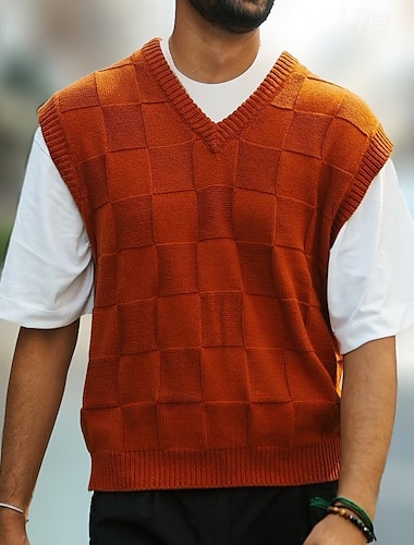  Herren Pullunder Pullover Gerippt Stricken Standard Strick Schmaler Schnitt Glatt V Ausschnitt Moderne zeitgenössische Arbeit Freizeitskleidung Bekleidung Herbst Winter Schwarz Königliches Blau M L XL