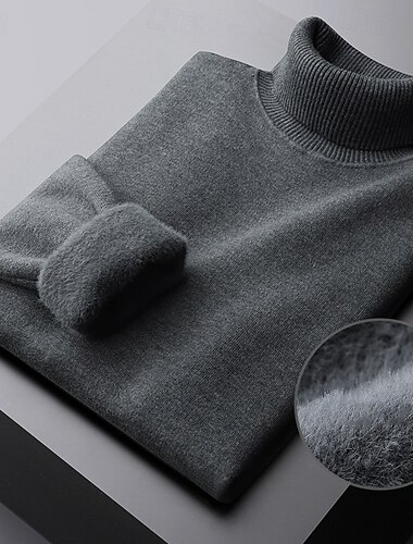  Homme Pull Pull Tricoté Côtelé Épais Tricoter Hauts Réguliers Tricoté Uni Col roulé Mode Occasionnel Vacances Tenue quotidienne Vêtement Tenue Automne & Hiver Bleu Chameau S M L
