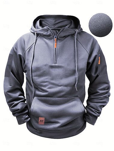  Per uomo Felpa con cappuccio Felpe con cappuccio e zip Felpa con cappuccio tattica Nero Vino Cammello Grigio scuro Con Cappuccio Semplice Tasca Tasca Frontale Quotidiano Ferie Uscire Poliestere