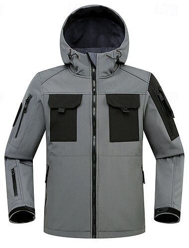  Herren Hoodie Jacke Outdoorjacke Fleecejacke für Wanderer Winter Draussen Patchwork warm Fleece-Futter Wasserdicht Vliesjacken Voller Reißverschluss Klettern Camping / Wandern / Höhlenforschung Reisen
