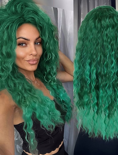 باروكة شعر صناعي طويل مجعد ومموج بألوان أومبير طبيعية مع خط شعر مجاني لحفلات التنكر والحفلات التنكرية ومناسبة لحفلات الكريسماس   باروكة شعر صناعي طويل مجعد ومموج بألوان أومبير طبيعية مع خط شعر مجاني لحفلات التنكر والحفلات التنكرية ومناسبة لحفلات الكريسماس