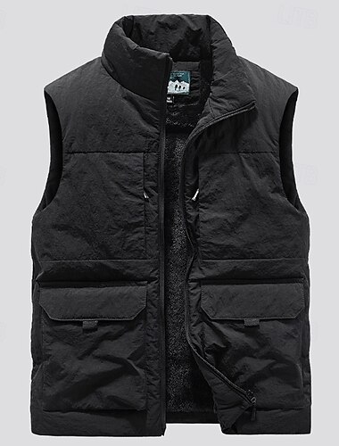  Pánské Rybářská vesta Denní Na běžné nošení Jaro & podzim Kapsy Polyester Pohodlné Pevná barva Zip Stojáček Černá Khaki Tmavomodrá Tmavě šedá Vesta