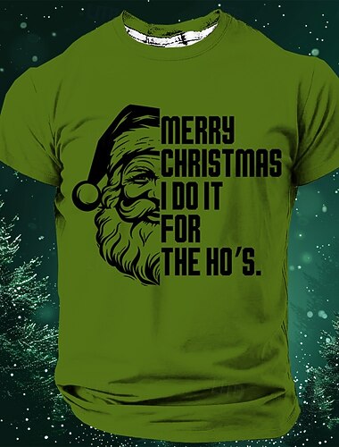  Weihnachten Herren Weihnachtsmann T Shirt Kurzarm T-Shirt 3D-Druck Rundhalsausschnitt Hemd Retro Vintage Brautkleider schlicht Streetstyle Weihnachten Sports Outdoor Festtage Weiß Rote Blau Frühling